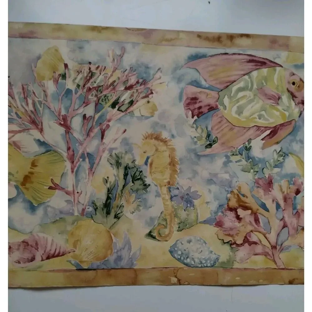 Wall quest Pre-pasted Wall Border - Fish Seahorse Ocean Nautical - 5 yds